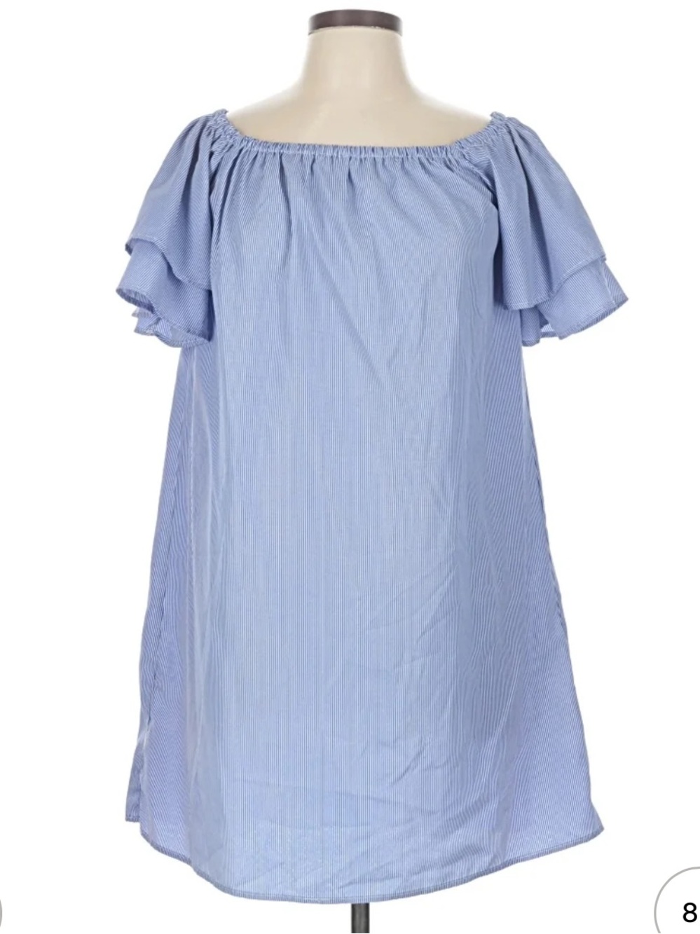 Purple Snow: women’s Light Blue Off-Shoulder Chambray Summer Dress size medium